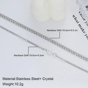 Planet Gates 2PCS Simple Fashion Stainless Steel Bracelet Set for Couple Unisex Women Men Lover Crystal Heart Silvery Chain Bracelets Jewelry