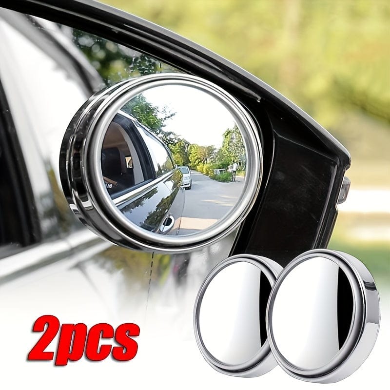 Planet Gates 2pcs Small Round Mirror High-definition Glass Car-mounted Adjustable 360-degree Rotation Rear View Car Reversing Auxiliary Blind Spot Mirror