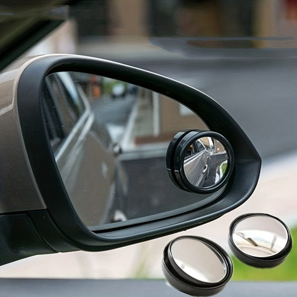 Planet Gates 2pcs Small Round Mirror High-definition Glass Car-mounted Adjustable 360-degree Rotation Rear View Car Reversing Auxiliary Blind Spot Mirror