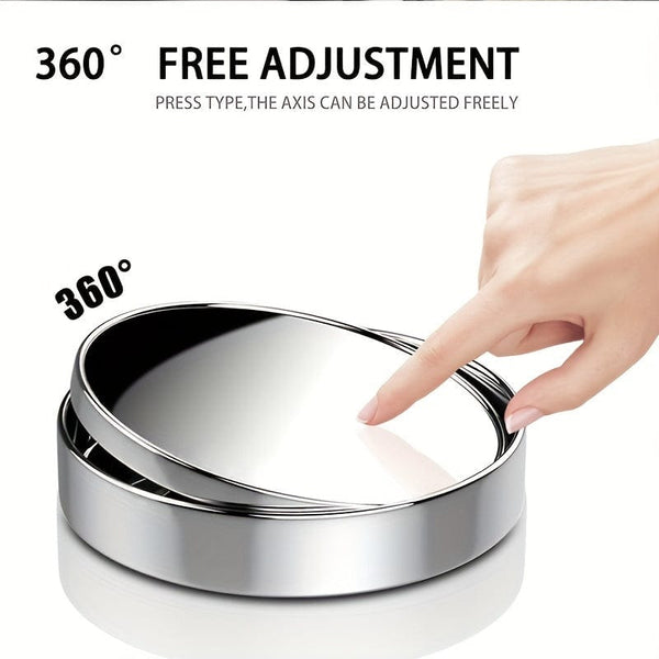 Planet Gates 2pcs Small Round Mirror High-definition Glass Car-mounted Adjustable 360-degree Rotation Rear View Car Reversing Auxiliary Blind Spot Mirror