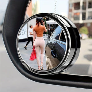 Planet Gates 2pcs Small Round Mirror High-definition Glass Car-mounted Adjustable 360-degree Rotation Rear View Car Reversing Auxiliary Blind Spot Mirror