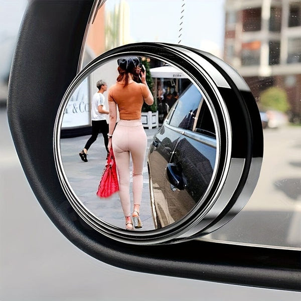 Planet Gates 2pcs Small Round Mirror High-definition Glass Car-mounted Adjustable 360-degree Rotation Rear View Car Reversing Auxiliary Blind Spot Mirror
