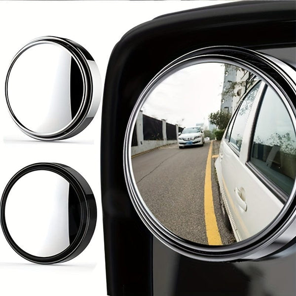 Planet Gates 2pcs Small Round Mirror High-definition Glass Car-mounted Adjustable 360-degree Rotation Rear View Car Reversing Auxiliary Blind Spot Mirror
