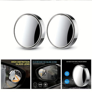 Planet Gates 2pcs Small Round Mirror High-definition Glass Car-mounted Adjustable 360-degree Rotation Rear View Car Reversing Auxiliary Blind Spot Mirror