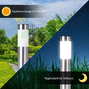 Planet Gates 2pcs Solar Outdoor LED Light, Modern Cylindrical Stainless Steel Waterproof Solar Outdoor Lawn Patio LED Light Lawn Garden Ground Insert Landscape Light