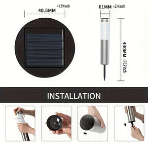 Planet Gates 2pcs Solar Outdoor LED Light, Modern Cylindrical Stainless Steel Waterproof Solar Outdoor Lawn Patio LED Light Lawn Garden Ground Insert Landscape Light