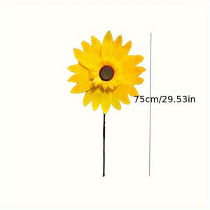 Planet Gates 2pcs Spring Outdoor Plant Sunflower Black Pole Sunflower Windmill Outdoor Plant Decoration, Yard Decor, Garden Decor