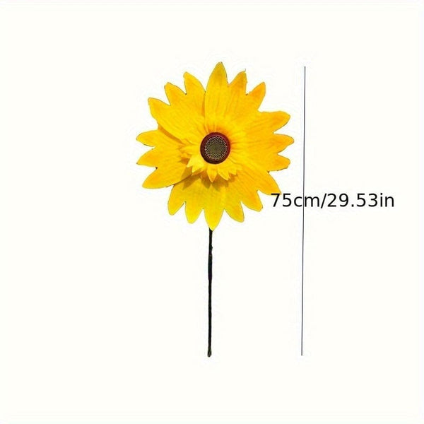 Planet Gates 2pcs Spring Outdoor Plant Sunflower Black Pole Sunflower Windmill Outdoor Plant Decoration, Yard Decor, Garden Decor