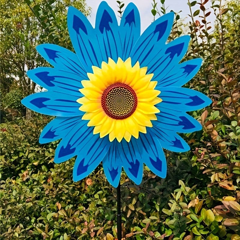 Planet Gates 2pcs Spring Outdoor Plant Sunflower Black Pole Sunflower Windmill Outdoor Plant Decoration, Yard Decor, Garden Decor