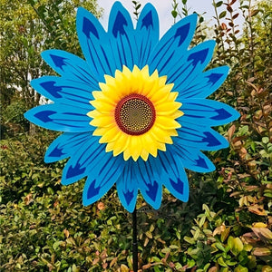 Planet Gates 2pcs Spring Outdoor Plant Sunflower Black Pole Sunflower Windmill Outdoor Plant Decoration, Yard Decor, Garden Decor