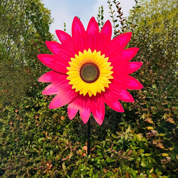 Planet Gates 2pcs Spring Outdoor Plant Sunflower Black Pole Sunflower Windmill Outdoor Plant Decoration, Yard Decor, Garden Decor