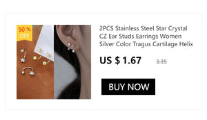 Planet Gates 2PCS Stainless Steel Minimal Hoop Earrings Crystal Zirconia Small Huggie Thin Cartilage Earring Helix Tragus Piercing Jewelry