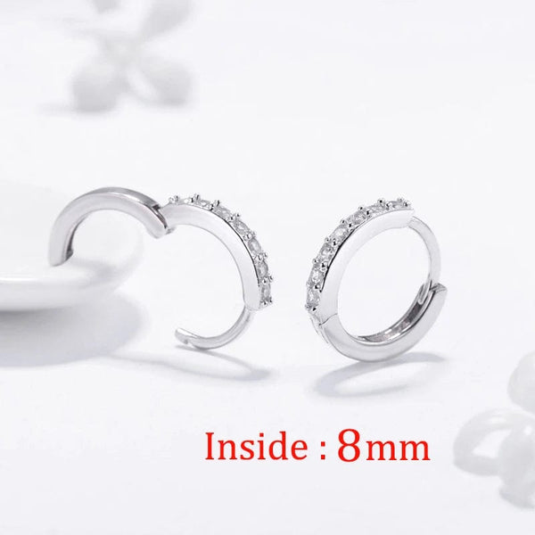 Planet Gates 2PCS Stainless Steel Minimal Hoop Earrings Crystal Zirconia Small Huggie Thin Cartilage Earring Helix Tragus Piercing Jewelry
