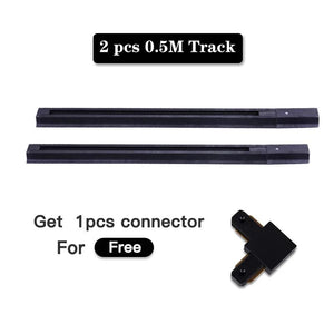 Planet Gates 2pcs T connector / White LED Track Light Rail 0.5M 1M 2 Wire Electrified Rail With Spots Led Track Lamp for Clothing Store Home Lighting Rails Spotlight
