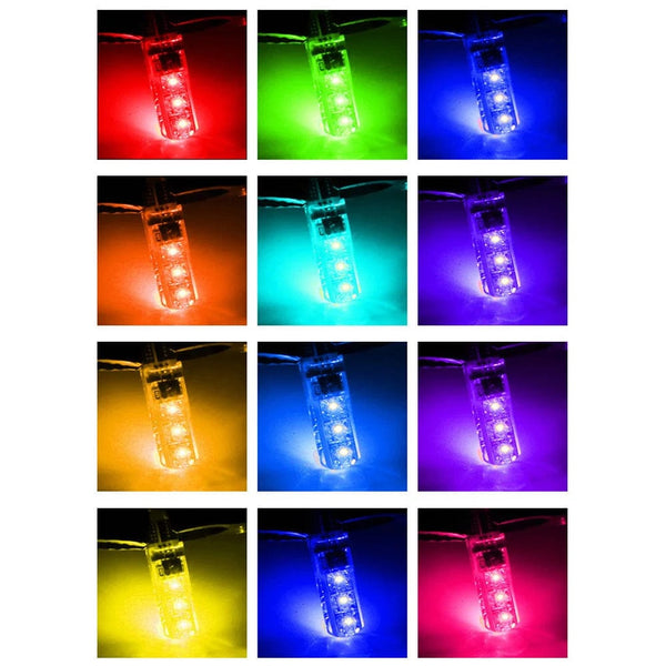 Planet Gates 2Pcs T10 5050 LED Car Width Light Auto Dome Reading Decorative Lamp 6SMD RGB Color Remote Control Strobe Mood Light