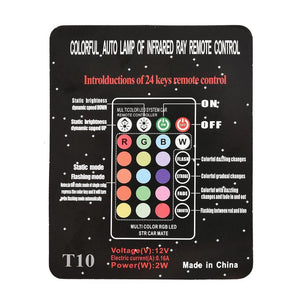 Planet Gates 2Pcs T10 5050 LED Car Width Light Auto Dome Reading Decorative Lamp 6SMD RGB Color Remote Control Strobe Mood Light