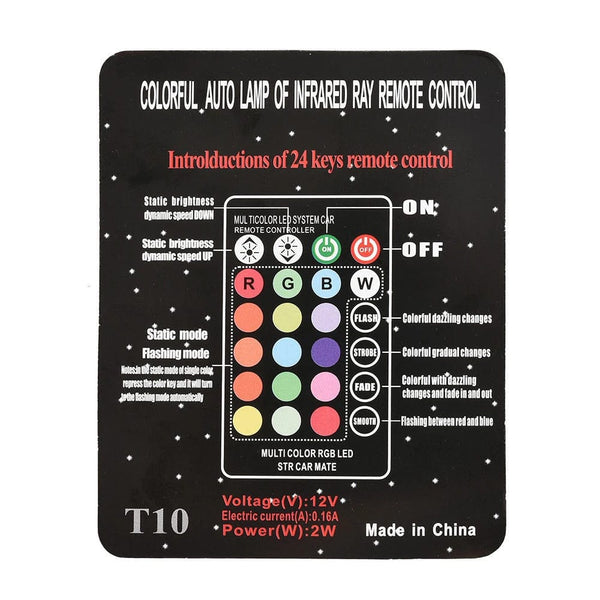 Planet Gates 2Pcs T10 5050 LED Car Width Light Auto Dome Reading Decorative Lamp 6SMD RGB Color Remote Control Strobe Mood Light