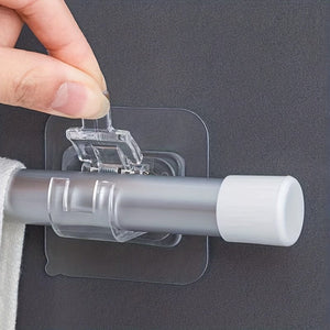Planet Gates 2pcs / Transparent Color 2pcs Curtain Rod Hook Curtain Rod Clip Fixer Punch-free Stick-on Rod Bracket Clip Horizontal Rod Door Sticky Hook Plastic Rod Holders