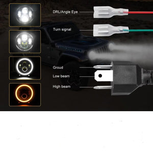 Planet Gates 2pcs Universal 7 Inch Led Car Motorcycle Headlight DRL H4 Headlamp For Harley BMW Yamha Honda 7" Headlight