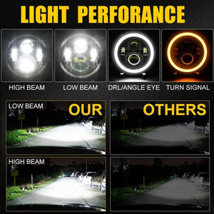Planet Gates 2pcs Universal 7 Inch Led Car Motorcycle Headlight DRL H4 Headlamp For Harley BMW Yamha Honda 7" Headlight