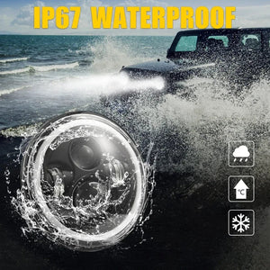 Planet Gates 2pcs Universal 7 Inch Led Car Motorcycle Headlight DRL H4 Headlamp For Harley BMW Yamha Honda 7" Headlight