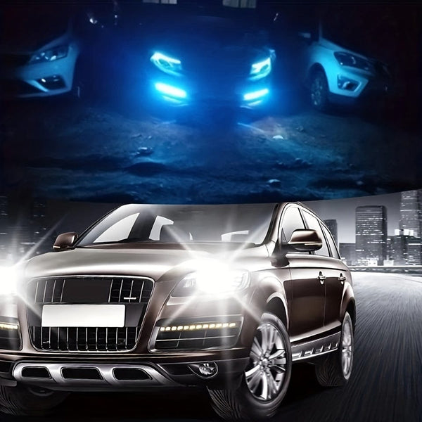 Planet Gates 2pcs Universal Car Led DRL Daytime Running Light Flexible 6SMD White Ice Blue Waterproof Driving Fog Bulb Car Styling DC 12V