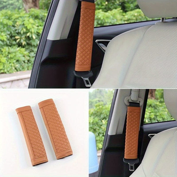 Planet Gates 2pcs Universal Car Stylish Car Safety Seat Belt Faux Leather Car Seat Shoulder Strap Pad Cushion Cover Car Belt Protector