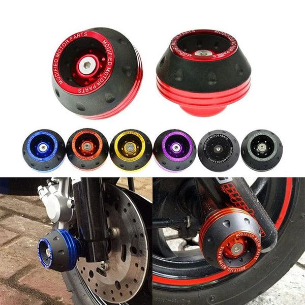 Planet Gates 2Pcs Universal Motorcycle Crash Protector Aluminium Front Fork Protector Motorbike Motorcycle Wheel Protection Crash Cap Slider