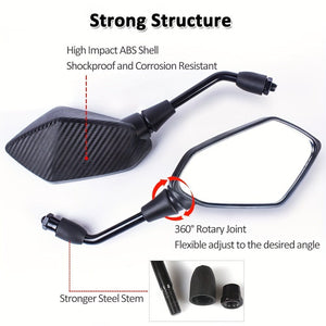 Planet Gates 2pcs Universial 10mm Motorcycle Rear View Mirrors Safety Mirrors, Motorcycle Rearview Side Mirrors ATV UTV Scooter Accessories