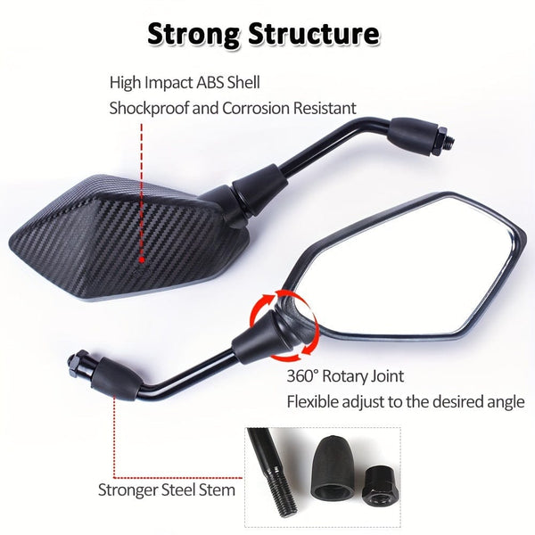 Planet Gates 2pcs Universial 10mm Motorcycle Rear View Mirrors Safety Mirrors, Motorcycle Rearview Side Mirrors ATV UTV Scooter Accessories