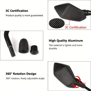 Planet Gates 2pcs Universial 10mm Motorcycle Rear View Mirrors Safety Mirrors, Motorcycle Rearview Side Mirrors ATV UTV Scooter Accessories