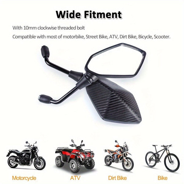 Planet Gates 2pcs Universial 10mm Motorcycle Rear View Mirrors Safety Mirrors, Motorcycle Rearview Side Mirrors ATV UTV Scooter Accessories