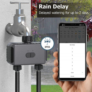 Planet Gates 2PCS US Timers-1 HUB 2 zone Smart Garden Watering Timer Wifi Automatic Drip Irrigation Controller Water Valve Garden Automatic Watering System
