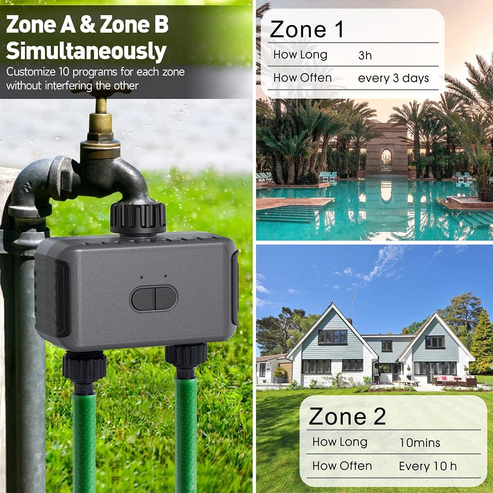 Planet Gates 2PCS US Timers-1 HUB 2 zone Smart Garden Watering Timer Wifi Automatic Drip Irrigation Controller Water Valve Garden Automatic Watering System