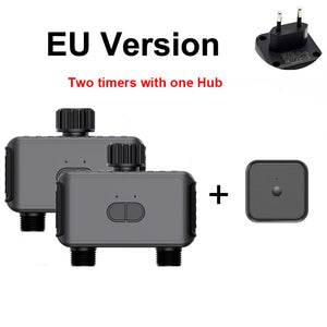 Planet Gates 2PCS US Timers-1 HUB 2 zone Smart Garden Watering Timer Wifi Automatic Drip Irrigation Controller Water Valve Garden Automatic Watering System