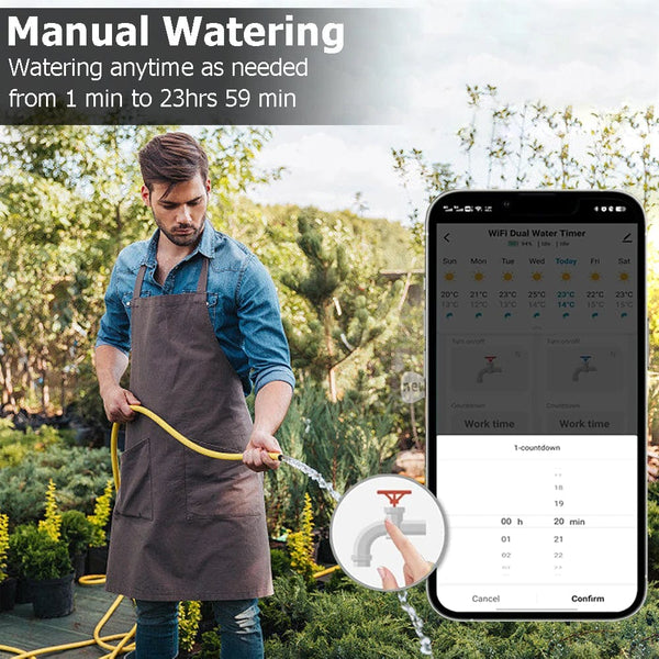 Planet Gates 2PCS US Timers-1 HUB 2 zone Smart Garden Watering Timer Wifi Automatic Drip Irrigation Controller Water Valve Garden Automatic Watering System