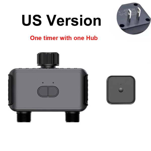 Planet Gates 2PCS US Timers-1 HUB 2 zone Smart Garden Watering Timer Wifi Automatic Drip Irrigation Controller Water Valve Garden Automatic Watering System