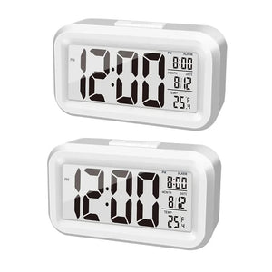 Planet Gates 2pcs white / CHINA LED Digital Alarm Clock Backlight Snooze Data Time Calendar Desktop Multifunction Electronic Backlight Table Clock