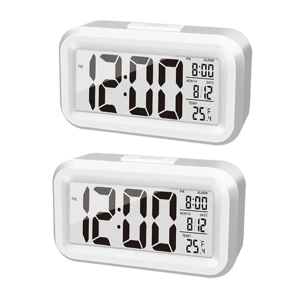 Planet Gates 2pcs white / CHINA LED Digital Alarm Clock Backlight Snooze Data Time Calendar Desktop Multifunction Electronic Backlight Table Clock