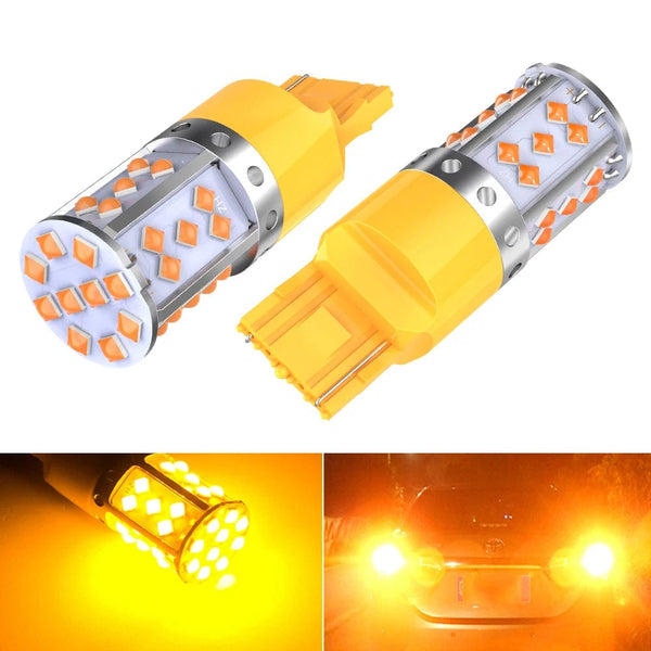 Planet Gates 2Pcs WY21W LED Canbus No Error No Hyper Flash Turn Signal Lights Bulb 3030 SMD T20 7440 W21W 1156 ba15s LED Lamp 12V Orange