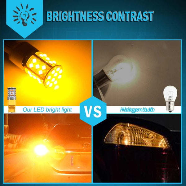 Planet Gates 2Pcs WY21W LED Canbus No Error No Hyper Flash Turn Signal Lights Bulb 3030 SMD T20 7440 W21W 1156 ba15s LED Lamp 12V Orange