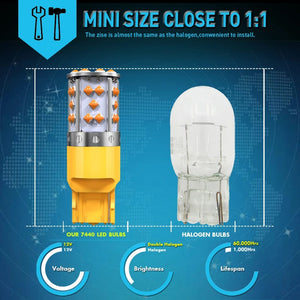 Planet Gates 2Pcs WY21W LED Canbus No Error No Hyper Flash Turn Signal Lights Bulb 3030 SMD T20 7440 W21W 1156 ba15s LED Lamp 12V Orange