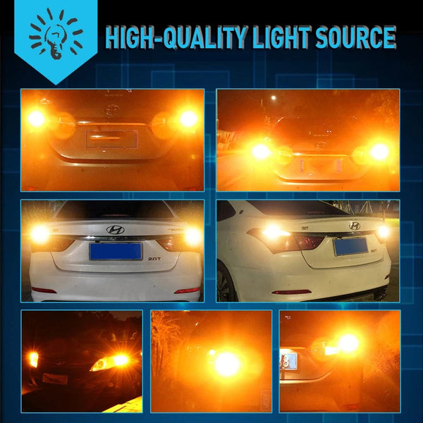 Planet Gates 2Pcs WY21W LED Canbus No Error No Hyper Flash Turn Signal Lights Bulb 3030 SMD T20 7440 W21W 1156 ba15s LED Lamp 12V Orange