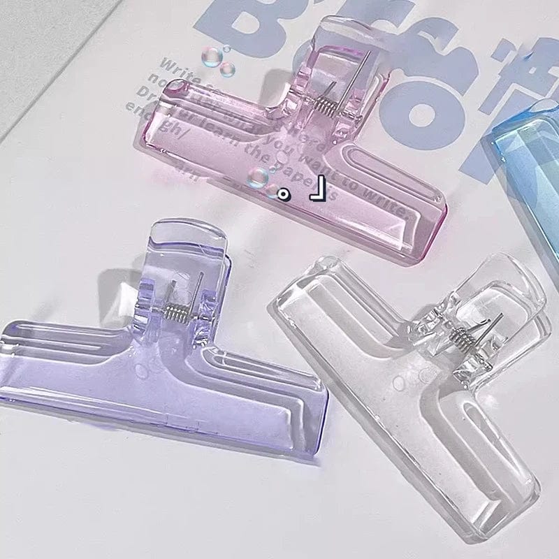 Planet Gates 2pcs yellow Ins Transparent Binder Clips Kawaii Paperclips File Documents Tickets Clips Bookmarks Index Page Holder Office Binding Supplies