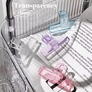 Planet Gates 2pcs yellow Ins Transparent Binder Clips Kawaii Paperclips File Documents Tickets Clips Bookmarks Index Page Holder Office Binding Supplies