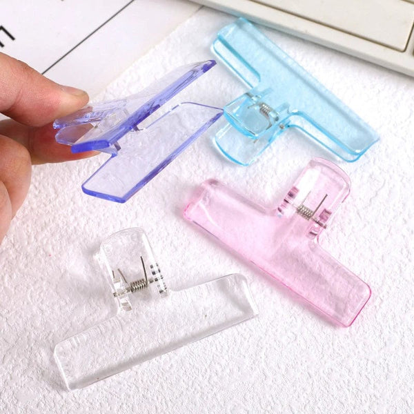 Planet Gates 2pcs yellow Ins Transparent Binder Clips Kawaii Paperclips File Documents Tickets Clips Bookmarks Index Page Holder Office Binding Supplies