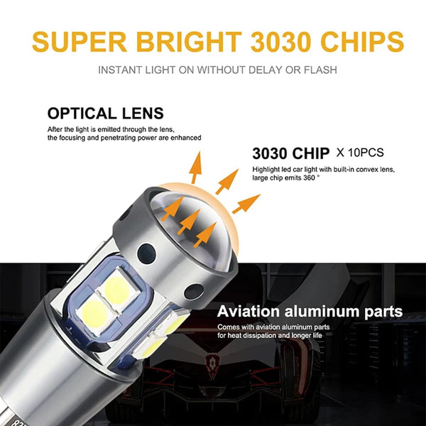 Planet Gates 2PCS-Yellow NLpearl 2x Signal Lamp T10 W5W Led Canbus Bulb 12V 10SMD 3030 Chips W5W LED 168 194 Auto Wedge Parking Light Reading Dome Light