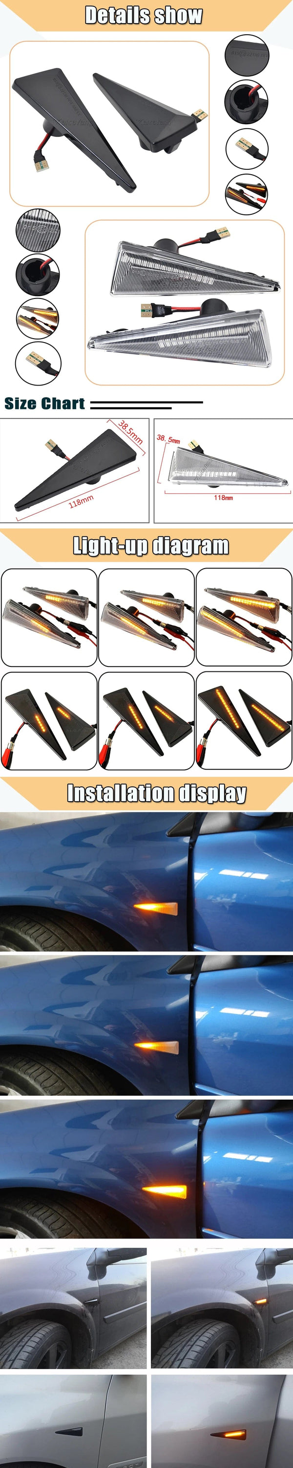 Planet Gates 2pieces Led Dynamic Side Marker Turn Signal Light For Renault Megane MK2 CC Espace MK4 Scenic MK2 Wind Avantime Thalia 2