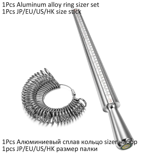Planet Gates 2set(JP EU US HK) Professional Ring Enlarger Stick Mandrel Handle Hammers Ring Sizer Finger Measuring Stick For DIY Jewelry Making Measuring Tools