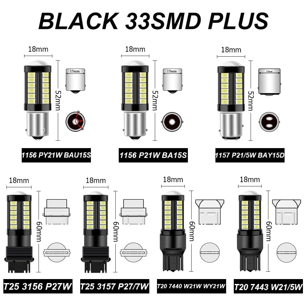 Planet Gates 2X 1156 BA15S P21W 1157 P21/5W BAY15D BAU15S PY21W T20 7443 7440 3157 LED Car Tail Bulb Brake Reverse DRL Signal Light 12V 24V